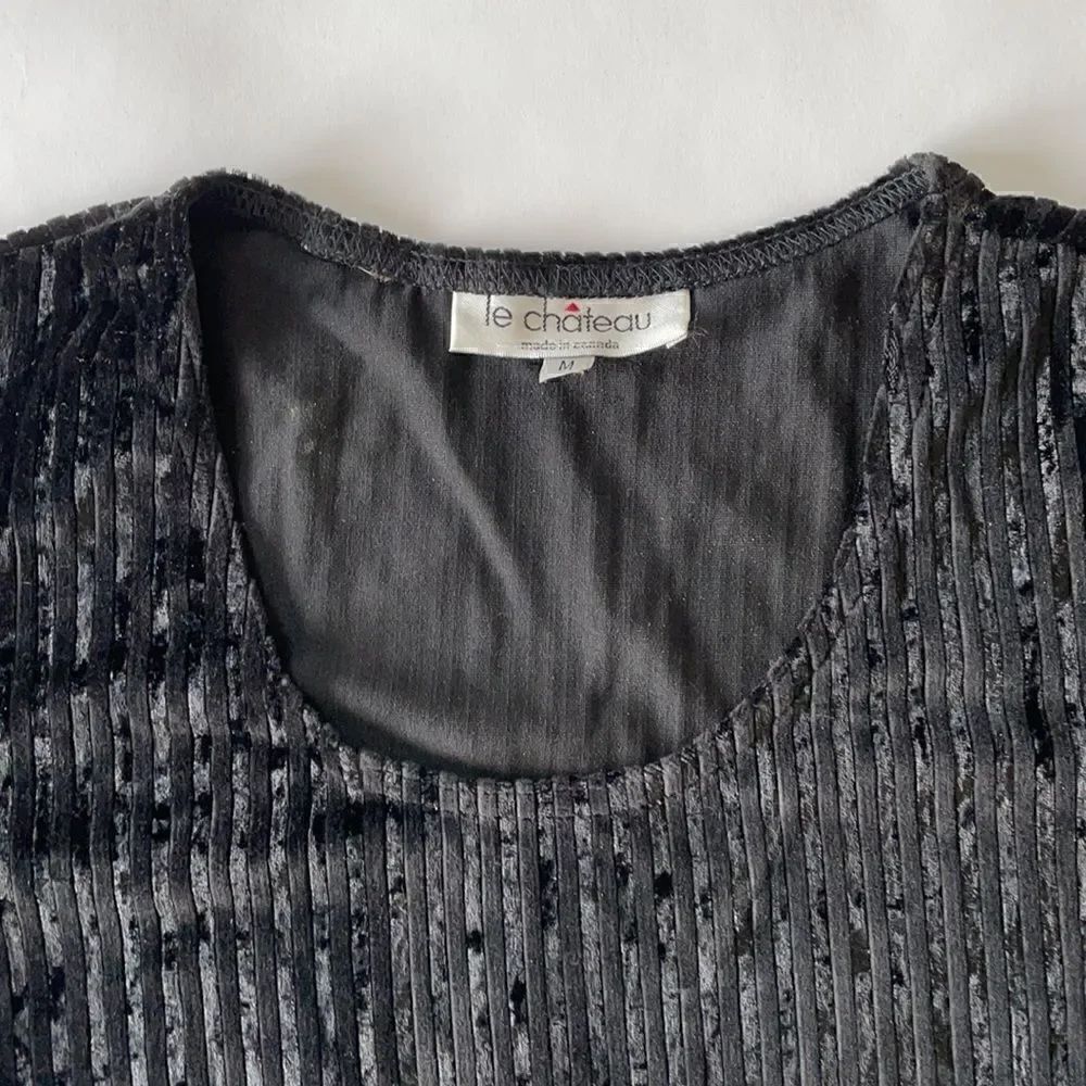 Le Chateau Ribbed Velour Bodysuit, M
